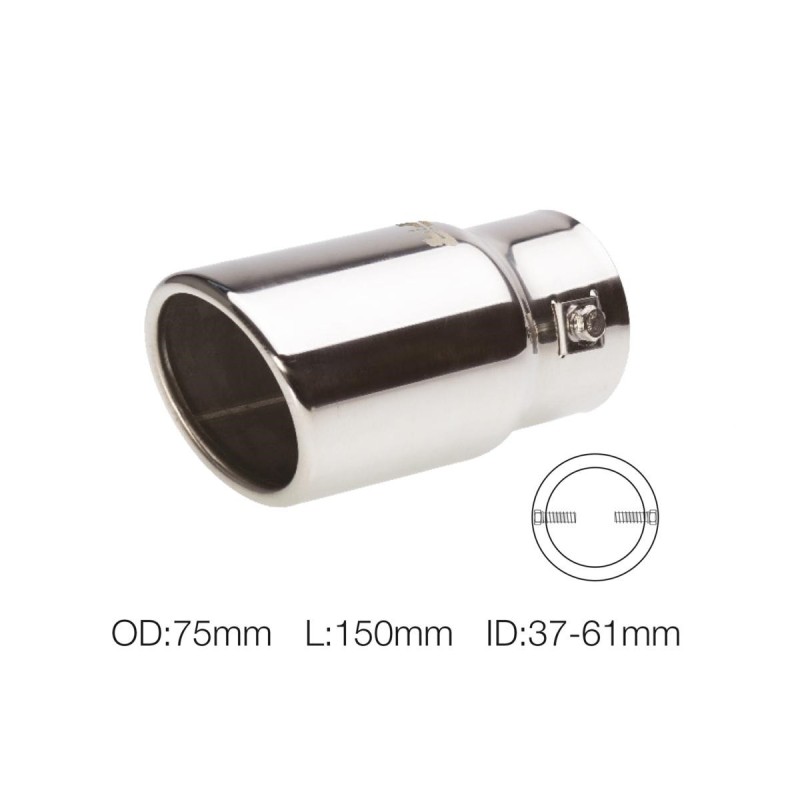 Terminale rotondo id 60mm inclinato acciaio inox - TRX/02