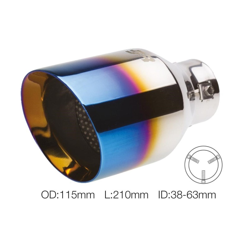 Terminale rotondo id 63mm inclinato acc inox titanium look - TRX/20B