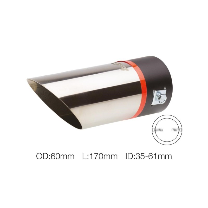 Terminale rotondo id 63mm inclinato acciaio inox - TRX/23