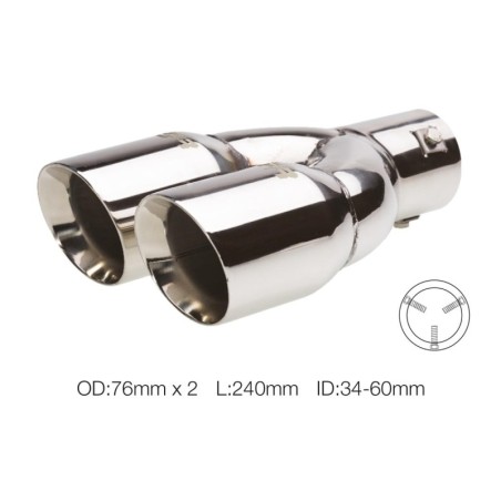 Terminale rotondo id 63mm doppio inclinato acciaio inox - TRX/92