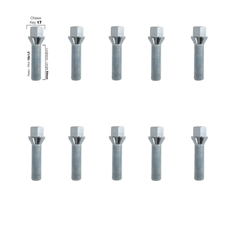 10 bulloni ch.17 14x1.5 l.50mm - BR/10-10