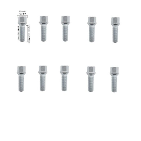 10 bulloni ch.17 14x1.5 l.40mm sferici - BR/18-10