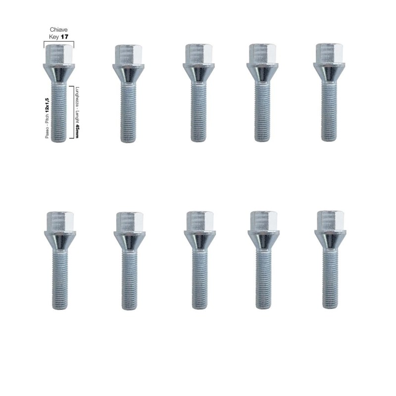 10 bulloni ch.17 12x1.5 l.45mm - BR/2-10