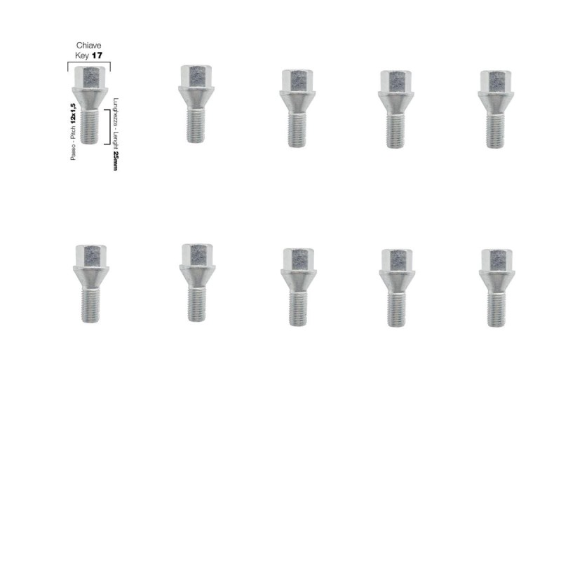 10 bulloni ch.17 12X1.5 l.25mm - BR/20-10