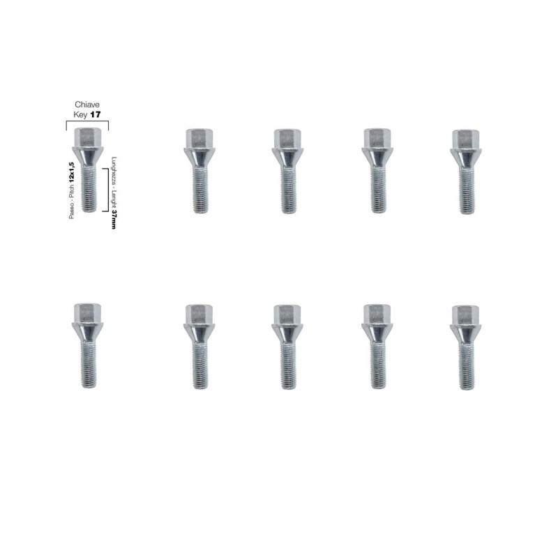 10 bulloni ch.17 12x1.5 l.37mm - BR/21-10