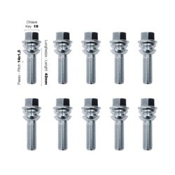 10 bulloni ch.19 14X1.5 l.42mm sferici rondella mobile - BR/22-10