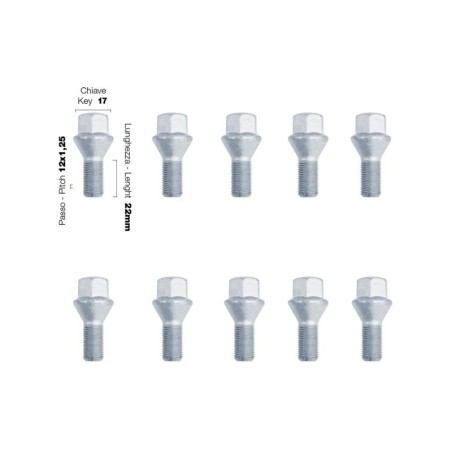10 bulloni ch.17 12x1.25 l.22mm - BR/26-10