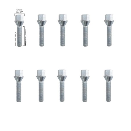 10 bulloni chiave17 12x1.5 lunghezza 50mm - BR/3-10