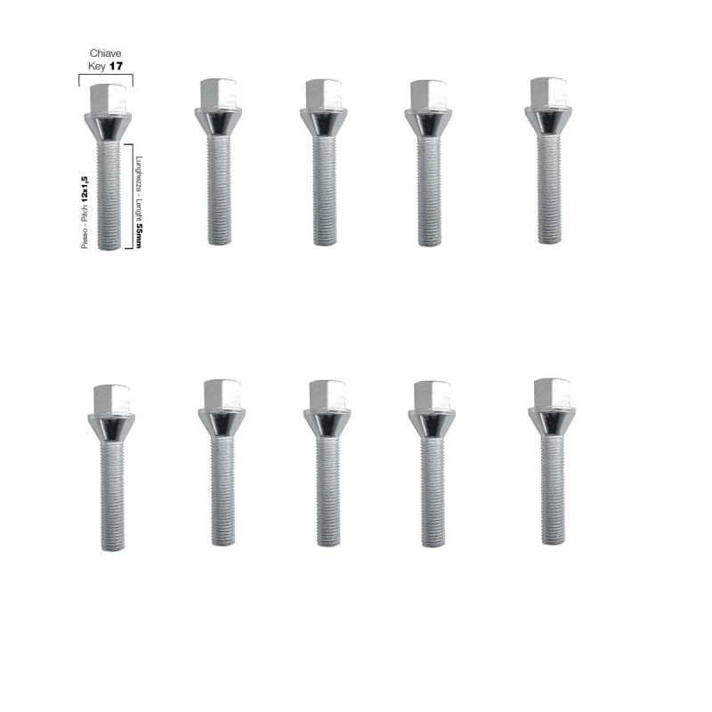 10 bulloni chiave 17 12x1.5 l.55mm - BR/4-10
