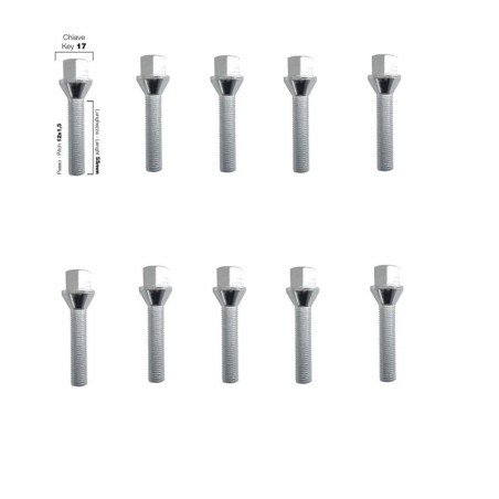 10 bulloni chiave 17 12x1.5 l.55mm - BR/4-10