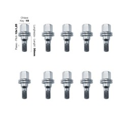 10 bulloni chiave 19 12x1.25 lunghezza 36mm testa piatta - BR/5P-10