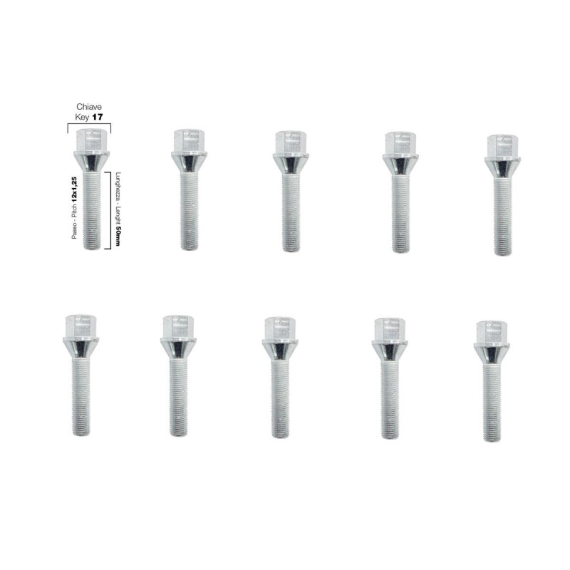 10 bulloni ch.17 12x1.25 l.50mm - BR/717-10