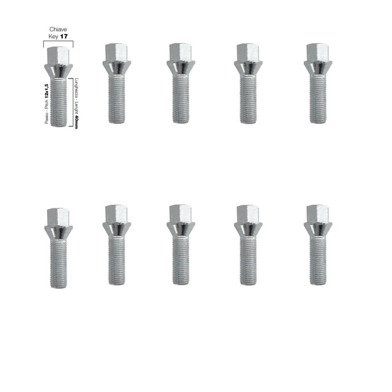 10 bulloni ch.17 14x1.5 l.40mm - BR/9-10