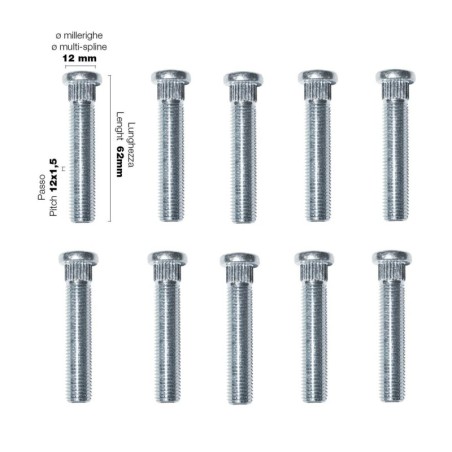 10 colonnette a piantaggio 12X1.5 lunghezza 67mm - CRP/3-10