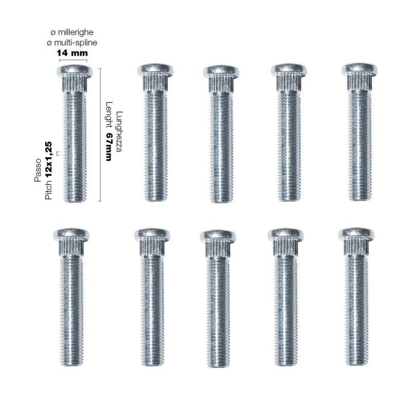 10 colonnette a piantaggio 12x1.25 lunghezza 67mm - CRP/714-10