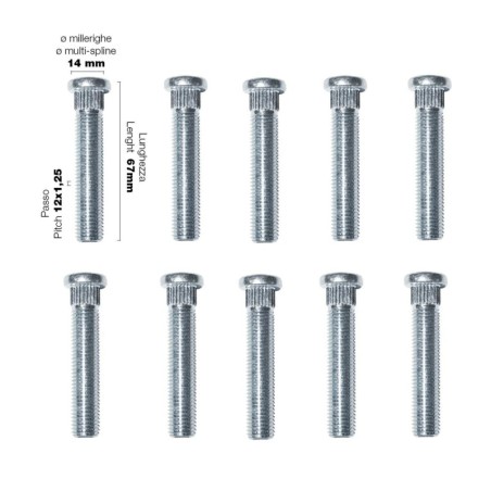 10 colonnette a piantaggio 12x1.25 lunghezza 67mm - CRP/714-10