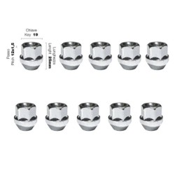 10 dadi chiave 19 filetto 12X1.5 lunghezza 25mm - DR/4-10