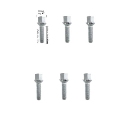 6 bulloni chiave 17 12X1.5 lunghezza 40mm sferici - BR/12-6