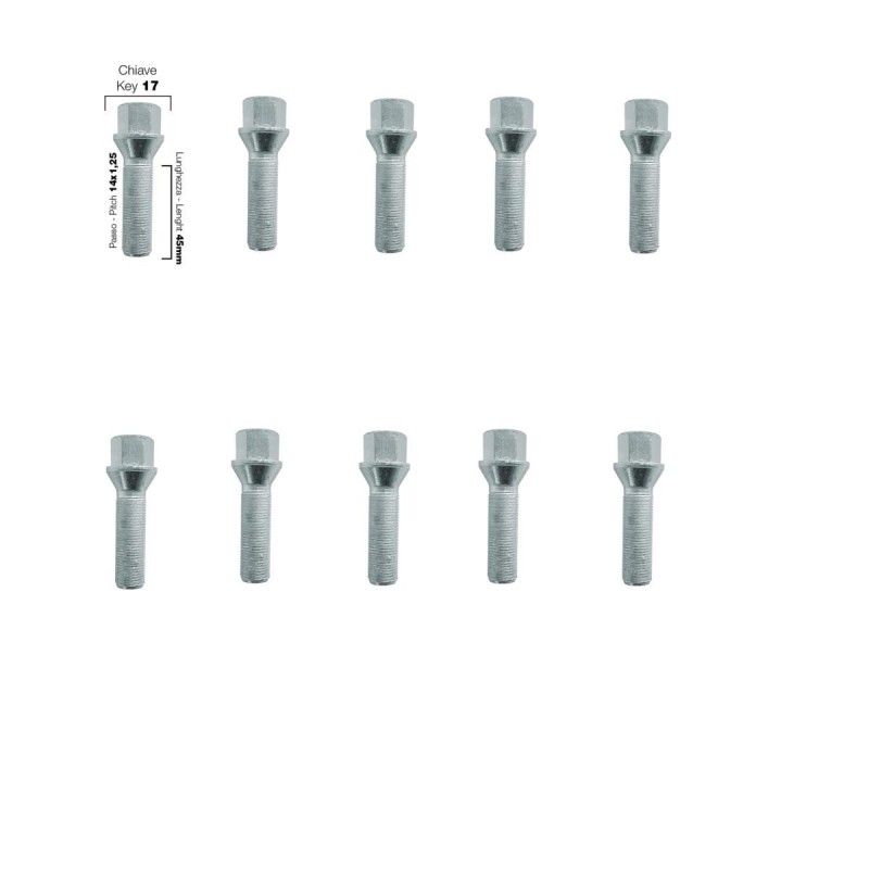 10 bulloni ch.17 14x1.25 l.45mm - BR/16-10