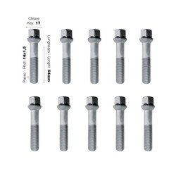 10 bulloni ch.17 14x1.5 l.64mm sferici - BR/27-10