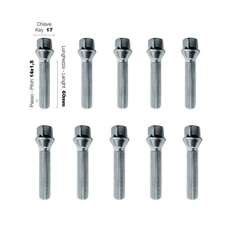 10 bulloni ch.17 14X1.5 l.60mm - BR/28-10