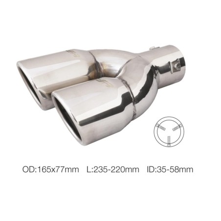Terminale rotondo id 63mm doppio inclinato disassato acc inox - TRX/18R