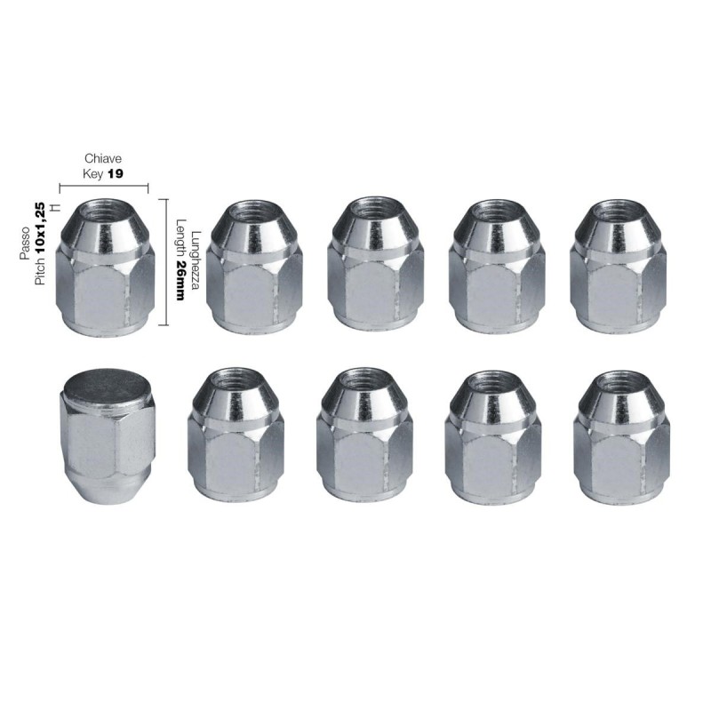 10 dadi chiave 19 10X1.25 lunghezza 26mm - DR/12-10