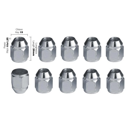 10 dadi chiave 19 10X1.25 lunghezza 26mm - DR/12-10