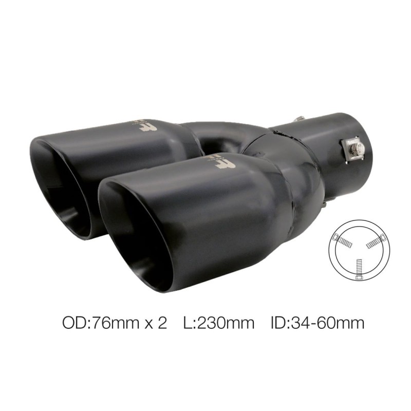 Terminale rotondo id 63mm doppio inclinato acciaio inox nero - TRX/92N