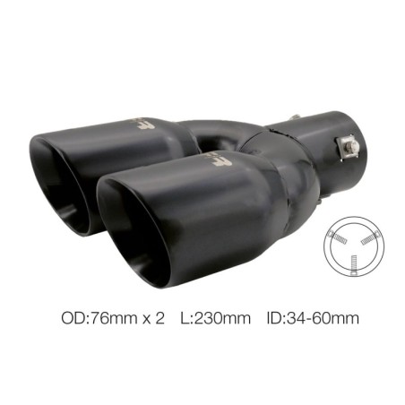 Terminale rotondo id 63mm doppio inclinato acciaio inox nero - TRX/92N