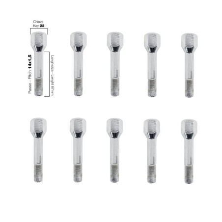10 bulloni chiave 22 14x1.5 lunghezza 67 mm - BR/29-10