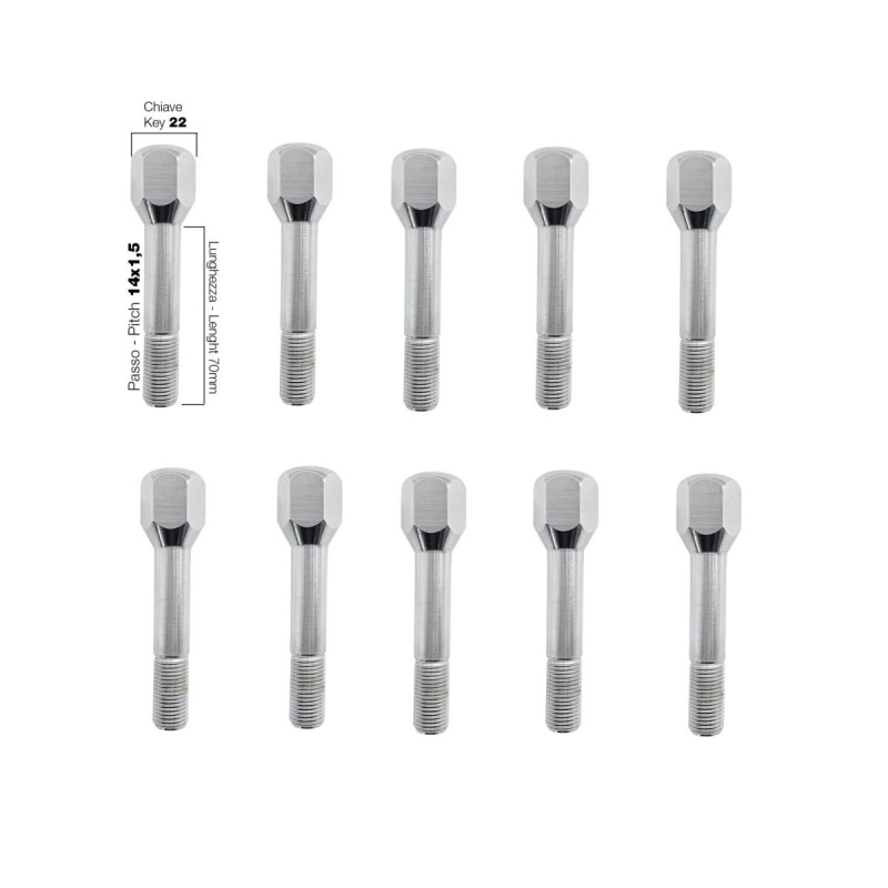 10 bulloni chiave 22 14x1.5 lunghezza 70 mm - BR/31-10