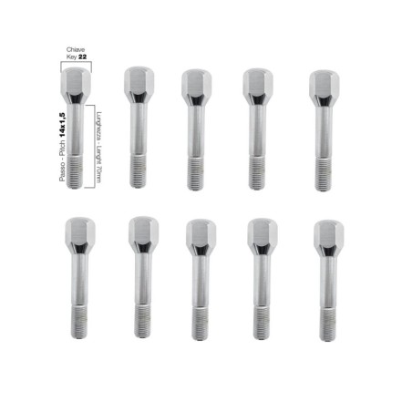 10 bulloni chiave 22 14x1.5 lunghezza 70 mm - BR/31-10