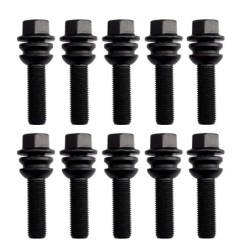 10 bulloni neri ch.19 14x1.5 l.45mm sferici rondella mobile - BR/25N-10