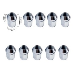 10 dadi chiusi chiave 19 12X1.5 lunghezza 34mm - DR/13-10