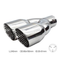 Terminale doppio id 60mm rotondo inclinato acciaio inox - TRX/113