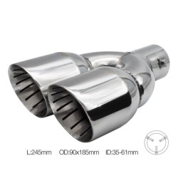 Terminale doppio id 60mm rotondo inclinato acciaio inox - TRX/114