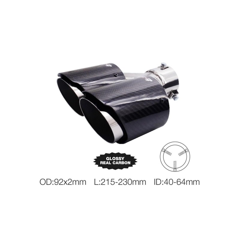 Terminale rotondo id 63mm doppio disassato carbonio e acciaio - TRX/117L