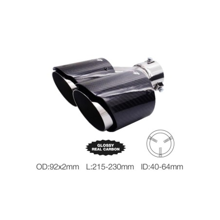 Terminale rotondo id 63mm doppio disassato carbonio e acciaio - TRX/117L