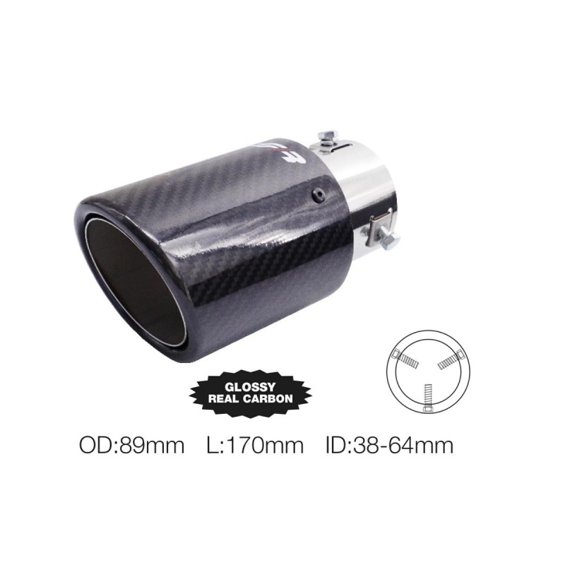 Terminale rotondo id 63mm inclinato carbonio uscita 89 mm - TRX/119C