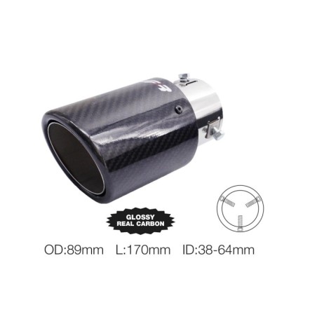 Terminale rotondo id 63mm inclinato carbonio uscita 89 mm - TRX/119C