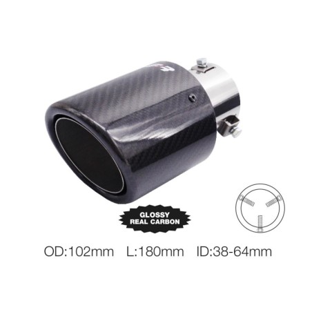 Terminale rotondo id 63mm inclinato carbonio uscita 102mm - TRX/120C