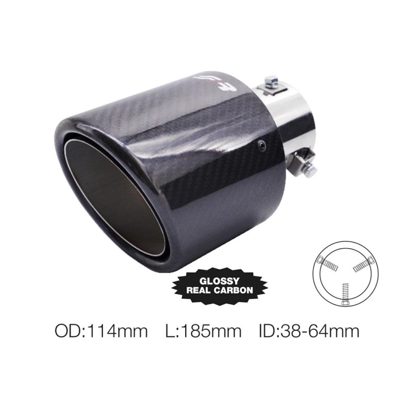 Terminale rotondo id 63mm inclinato carbonio uscita 114mm - TRX/121C