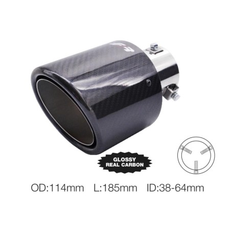 Terminale rotondo id 63mm inclinato carbonio uscita 114mm - TRX/121C