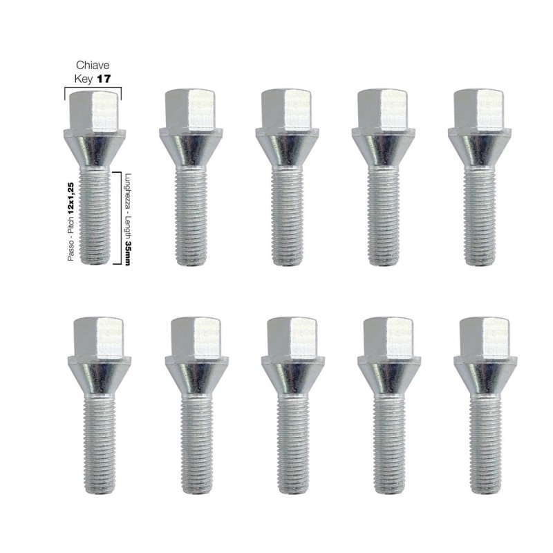10 bulloni ch.17 12x1.25 l.35mm - BR/618-10