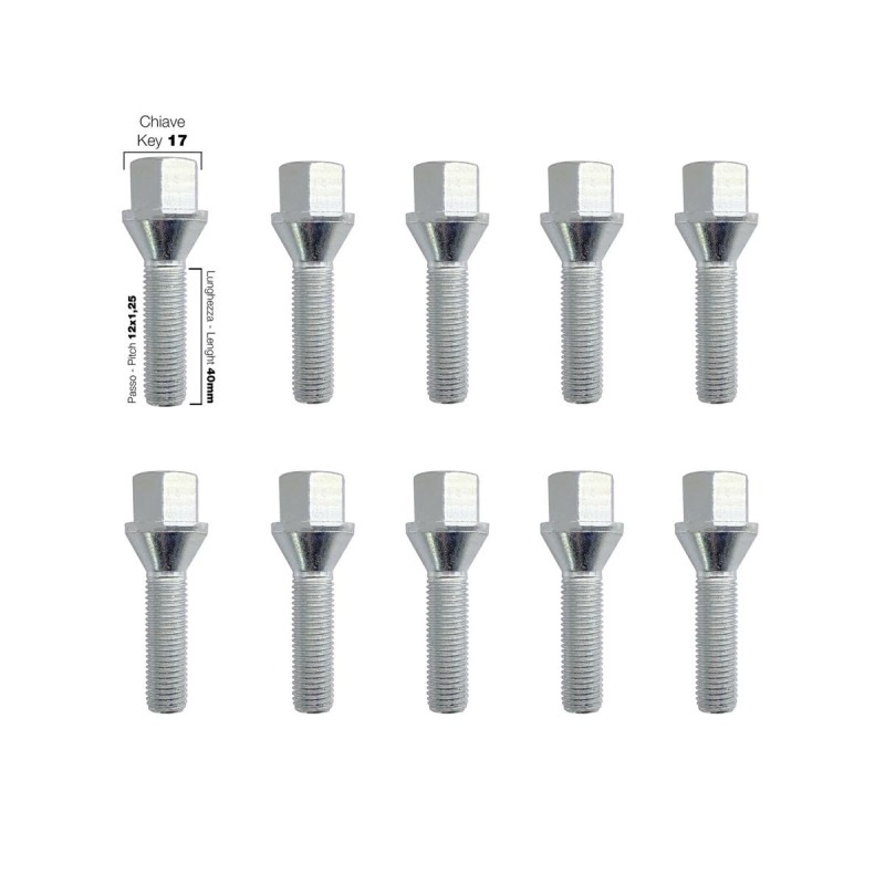 10 bulloni ch.17 12x1.25 l.40mm - BR/619-10