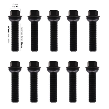 10 bulloni ch.17 15X1.25 l.57mm sferici rondella mobile - BR/32N-10