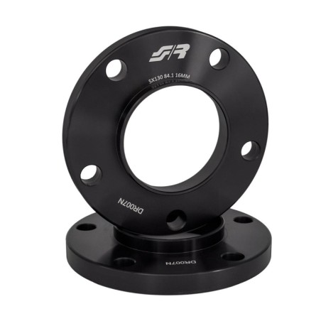 2 distanziali alluminio nero 16mm 5x130 centraggio 84,1 - DR007N