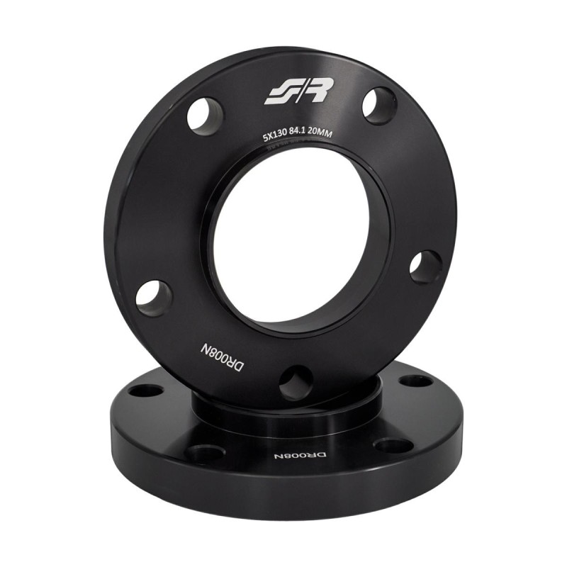 2 distanziali alluminio nero 20mm 5x130 centraggio 84,1 - DR008N