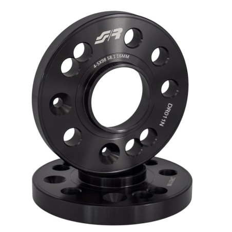 2 distanziali alluminio nero 16mm 4/5x98 mozzo 58,1 - DR011N